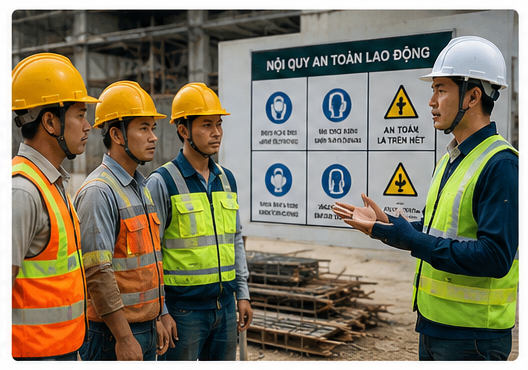 Chỉ huy trưởng phổ biến quy định an toàn lao động